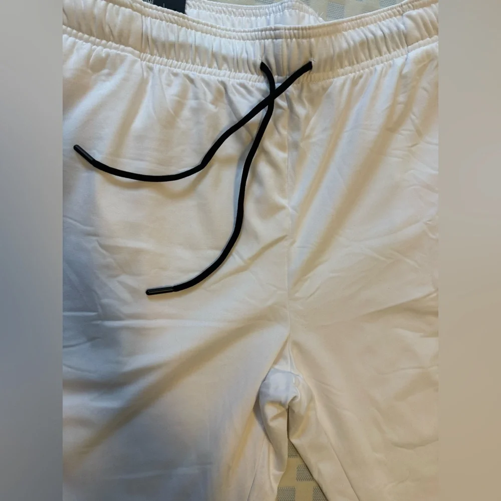 Men's White Athletic Joggers with Contrast Drawstring - Picture 5 of 9